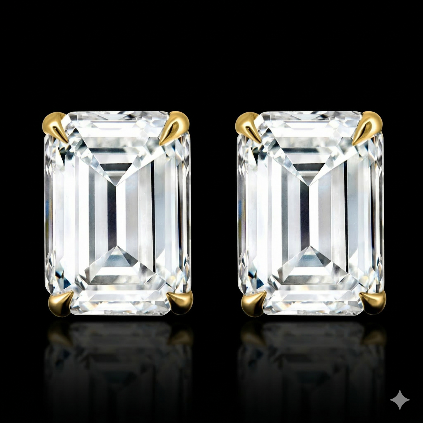 1 Carat Éclat Emerald-Cut Diamond Stud Earrings - Luxury Eagle-Tip Claw Setting
