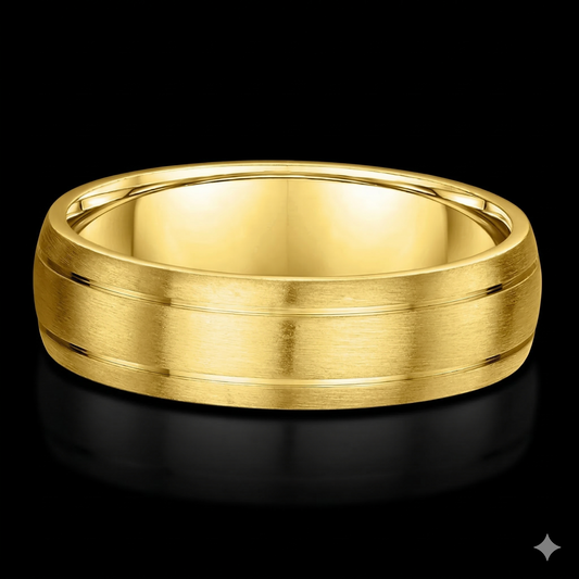 The Refined Band - Luxury Men's Brushed Wedding Band with Dual Grooves