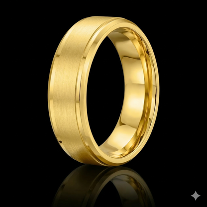 The Classic Band - Luxury Men's Brushed Wedding Band with Beveled Edges