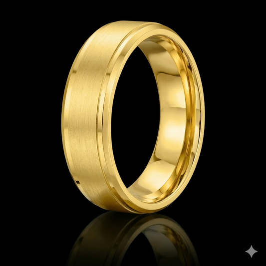The Classic Band - Luxury Men's Brushed Wedding Band with Beveled Edges