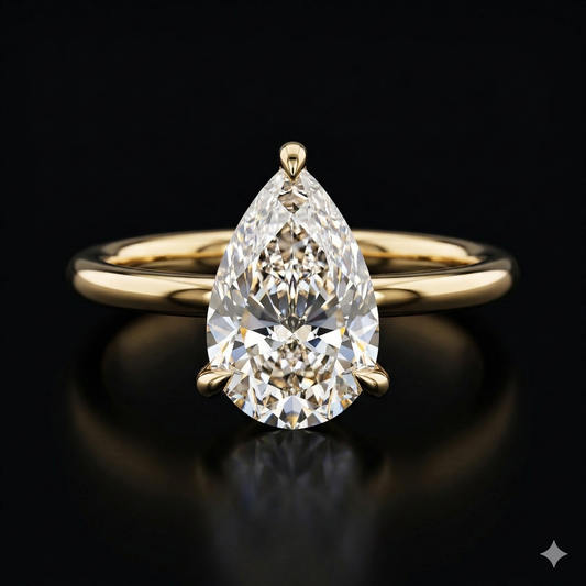 The Pear Ring | Pear Lab Grown Diamond Engagement Ring | D Color Bespoke Luxury