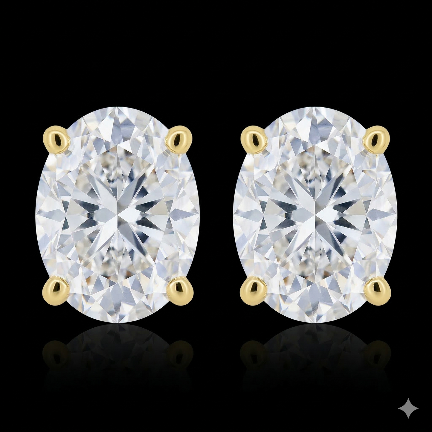1 Carat Oval 4 Claw Diamond Stud Earrings - Luxury Rounded Claw Setting