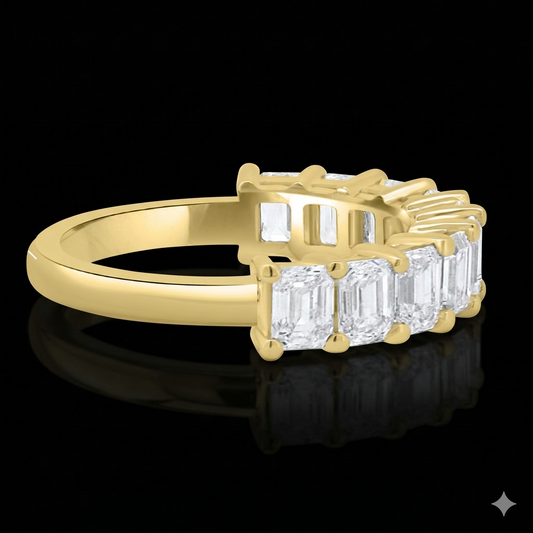 The Emerald Band - Luxury Emerald Cut Diamond Wedding Band