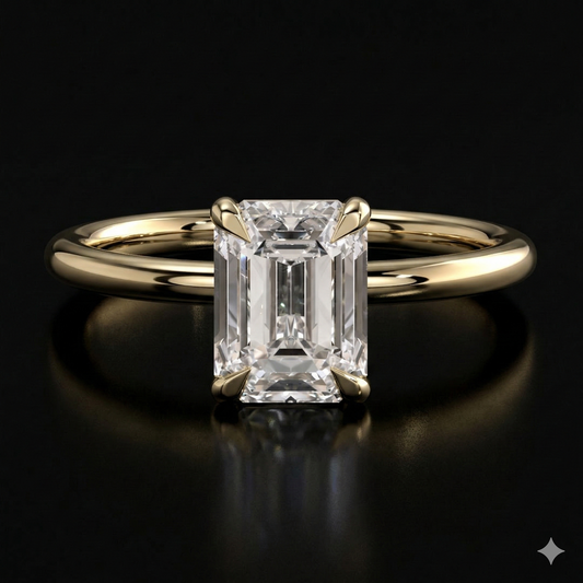 The Emerald Ring | Emerald Lab Grown Diamond Engagement Ring | D Color Bespoke Luxury