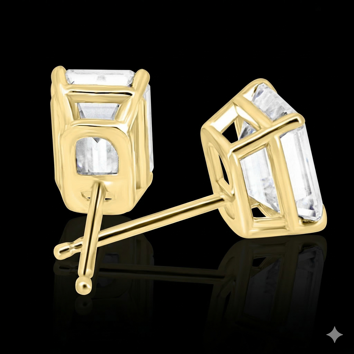 1 Carat Éclat Emerald-Cut Diamond Stud Earrings - Luxury Eagle-Tip Claw Setting