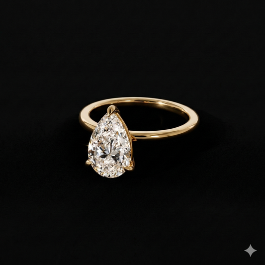 The Pear Ring | Pear Lab Grown Diamond Engagement Ring | D Color Bespoke Luxury