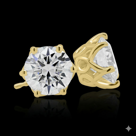 1 Carat Lumière Diamond Stud Earrings - Luxury Six-Claw Setting
