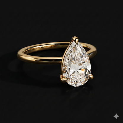 The Pear Ring | Pear Lab Grown Diamond Engagement Ring | D Color Bespoke Luxury