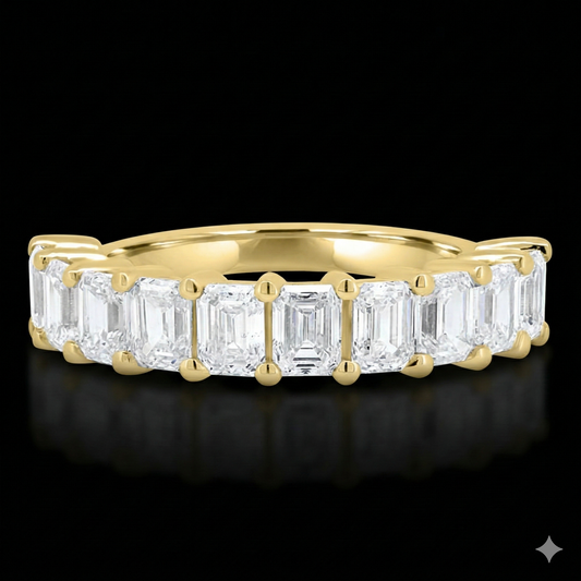 The Emerald Band - Luxury Emerald Cut Diamond Wedding Band
