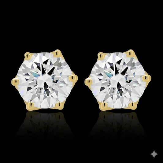 1 Carat Lumière Diamond Stud Earrings - Luxury Six-Claw Setting