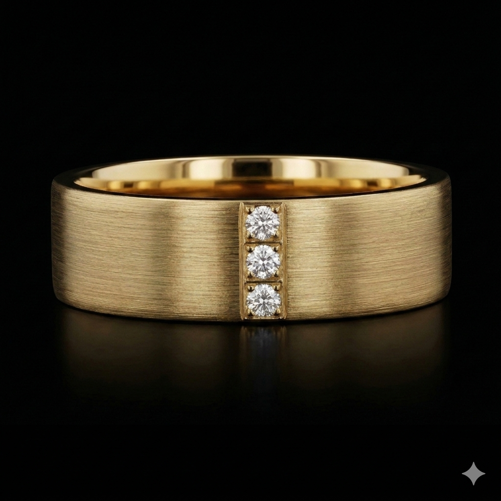 The Diamond Band - Luxury Men's 3-Stone Diamond Wedding Band