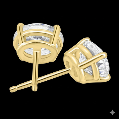1 Carat Oval 4 Claw Diamond Stud Earrings - Luxury Rounded Claw Setting