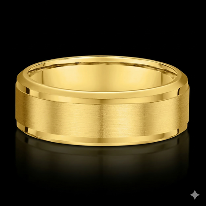 The Classic Band - Luxury Men's Brushed Wedding Band with Beveled Edges
