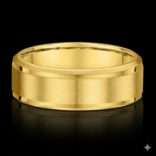 The Classic Band - Luxury Men's Brushed Wedding Band with Beveled Edges